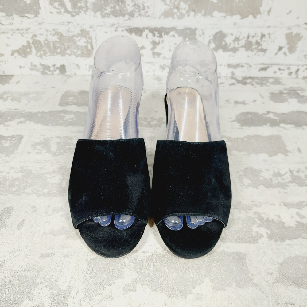 New Vince Camuto Stephena Black Suede Wedge Slip On Sandals W899 - Picture 7 of 13